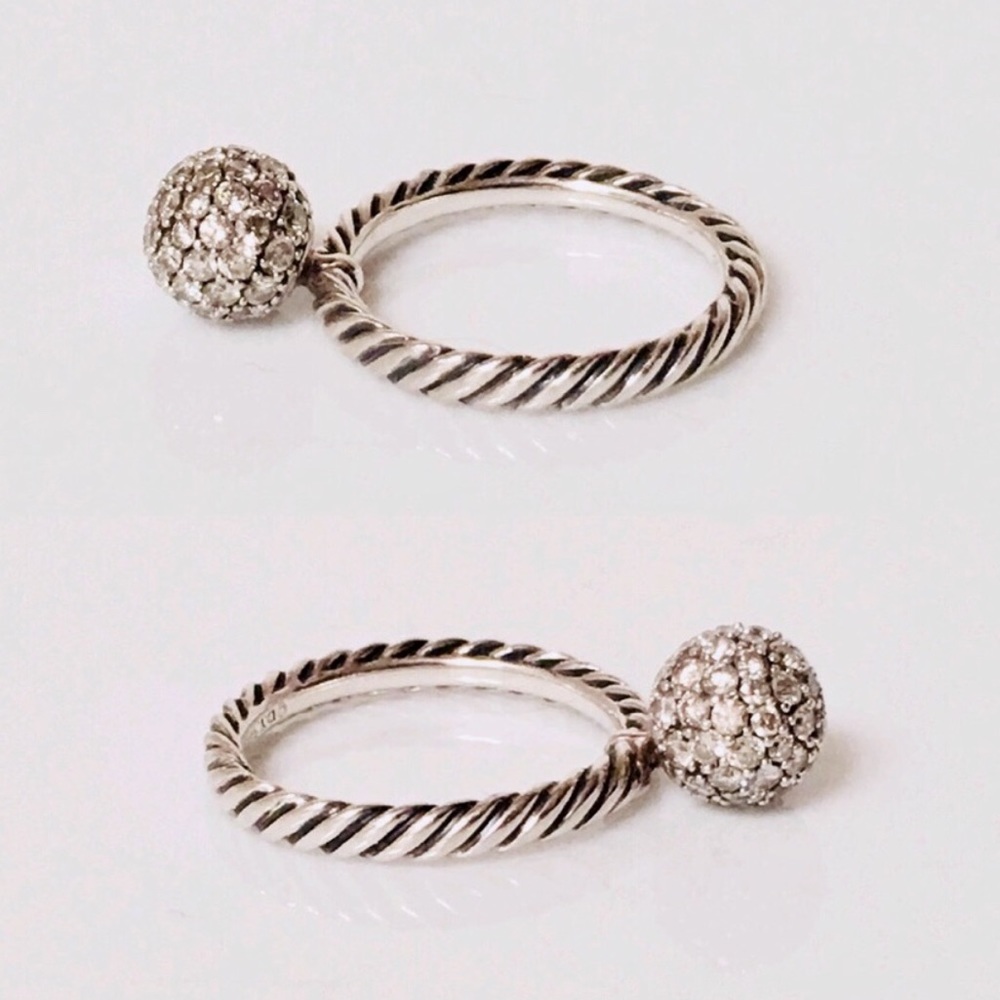 David Yurman 8mm Pave Diamond Elements Stack Ring - Picture 3 of 8